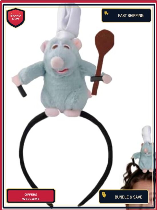 Accessories - Plush Rat Headband Costume Set with Felt Spoon for Halloween Cosplay
